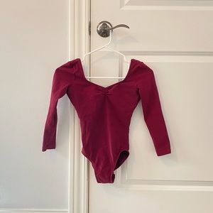 🌺 Bloch Burgundy 3/4 Sleeve Leotard - XS